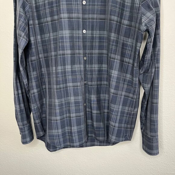 John Varvatos Mens Blue Plaid Long-Sleeve Cotton Button-Up Shirt Size Small - Picture 4 of 12